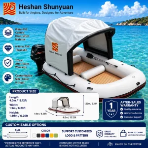 Customized PVC Inflatable Fishing Boat Removable Canopy Tent Foldable Dinghy Boat Fishing Kayak Outdoor 100-500kg Capacity <5