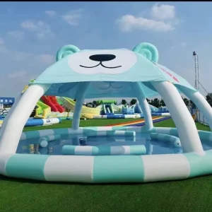 Customized PVC Inflatable Swimming Pool for Kids Leisure Water Park with Tent
