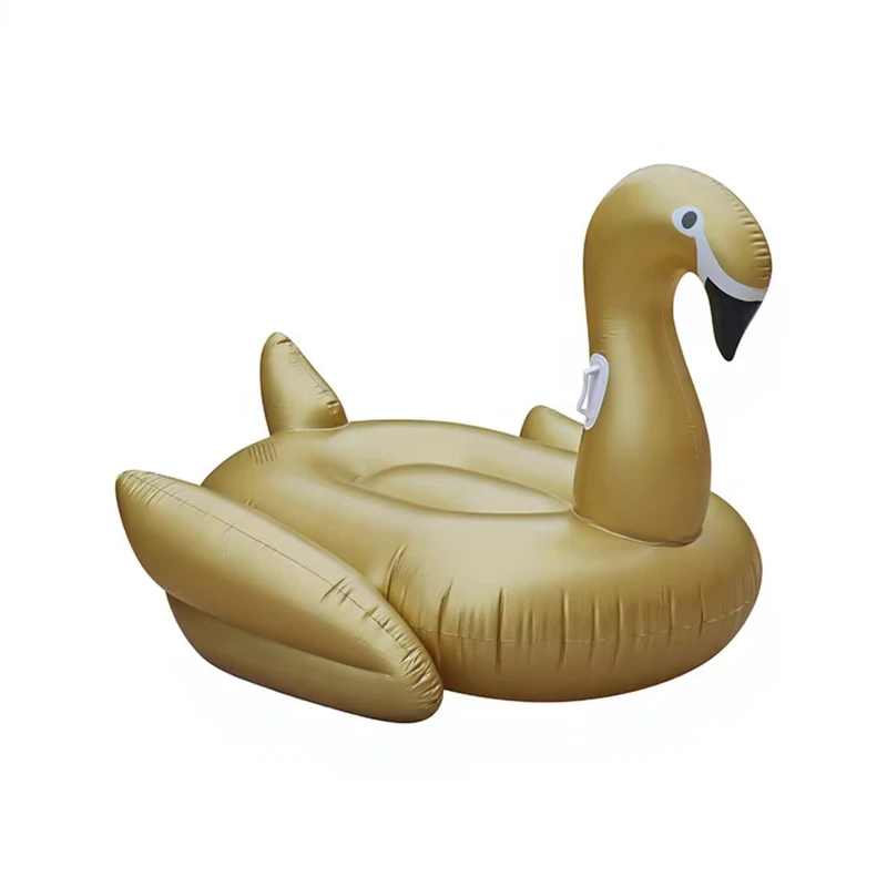 Flutuador de Lounge de Piscina Inflável em PVC Personalizado, Cisne Dourado Inflável, Flutuador de Piscina Inflável, Cadeira de Lounge Inflável