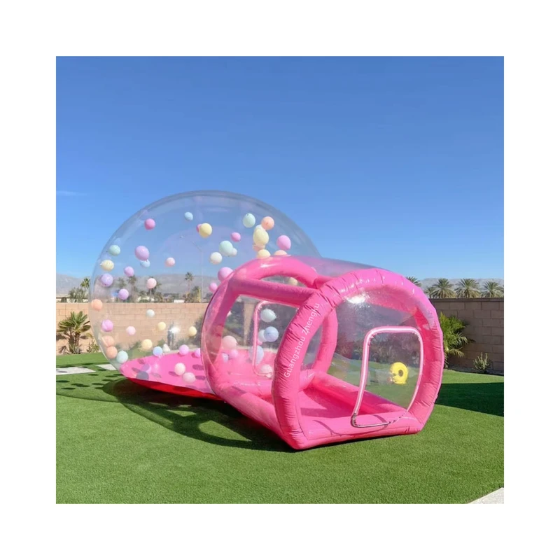 Casa de Bolha Inflável Rosa Personalizada, Casa de Salto Igloo Transparente para Aluguer