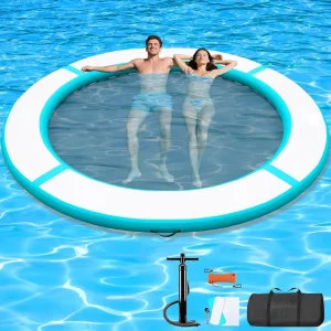 Hamaca Flutuante Inflável Portátil com Rede, Lounger de Natação, Hamaca Inflável para Piscina