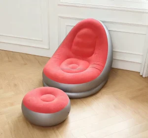 Customized Portable Outdoor Air Pump Lounge Bed Modern Foldable Inflatable Couch Sofa with Foot Pillow Multiple Colors Available