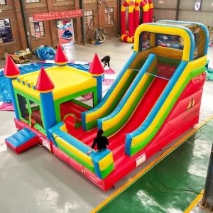 Castelo Inflável Comercial Personalizado em Vermelho e Amarelo, Castelo Saltitante Inflável para Crianças