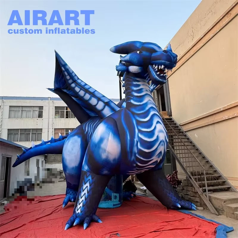 Aangepaste Maat Activiteit Dier Decoratie Opblaasbare Blauwe Draak Model Opblaasbare Reusachtige Draak Ballon