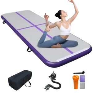 Matras Udara Inflatable Berwarna Sesuai Ukuran untuk Yoga dan Gym, Matras Gimnastik Inflatable Air Track