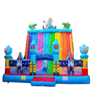 अनुकूलित अंतरिक्ष थीम inflatable चढ़ाई दीवार बड़े बाहरी inflatable बच्चों के चढ़ाई दृश्य स्थल