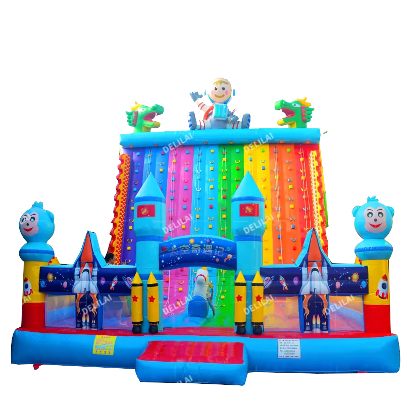 Dinding Panjat Inflatable Bertema Ruang Kustom Besar untuk Anak-anak di Tempat Wisata Luar Ruangan