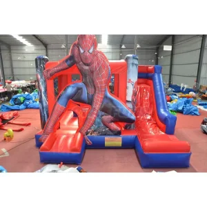 Customized SpiderMan PVC Bouncy Castle Inflatable Bouncer Jumping Castle Slide Spider Man Inflatable Bounce House for Kids