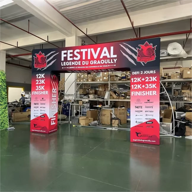 Customized Sport Events Racing Archway Metal Frame Star Line Aluminum Tube Advertising Arch Gate With Logo Cambered Arch Banners