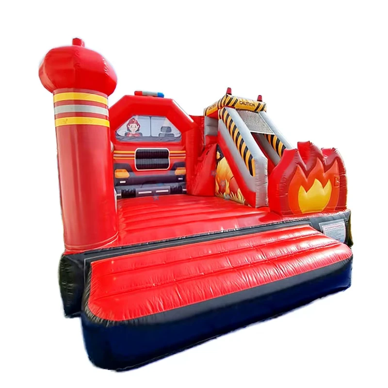 Fournisseur personnalisé, château gonflable à thème de camion de pompier géant, château gonflable commercial intérieur et extérieur