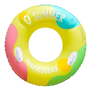 Customized Thickened Inflatable Swimming Ring for Adults Summer Yellow Purple Double Airbag PVC Swimming Tube Underarm Accessory