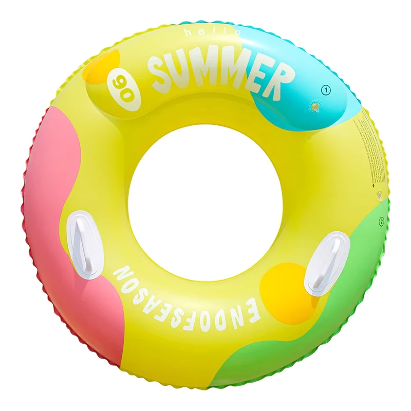 ห่วงยางเป่าลมสำหรับผู้ใหญ่ สีเหลือง-ม่วง แบบหนา พร้อมถุงลมคู่ PVC