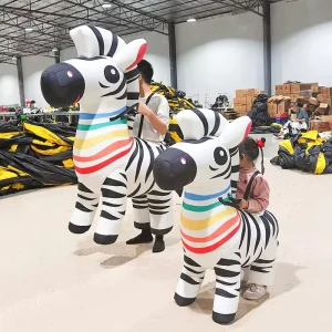 Customized Walking Cartoon Animal Colorful Stripes Zebra Inflatable Costume Custom Logo Waterproof Weather Resistant Durable