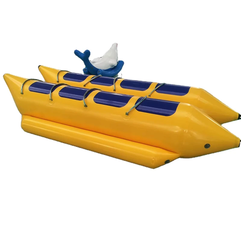 Aangepaste Water Speelapparatuur Amusements Opblaasbare Bananenboot Sleepbare Opblaasbare Water Spellen Vliegvissen Boot