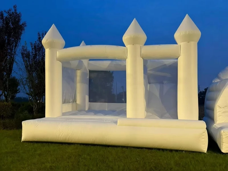 Lâu đài bơm hơi đám cưới tùy chỉnh, kết hợp cầu trượt trampoline, vật liệu PVC thương mại, chủ đề Bluey 4x4M
