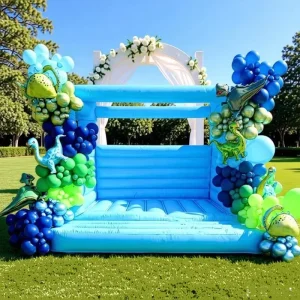 Istana Bouncy Warna Putih untuk Anak-anak Pesta Pernikahan yang Dapat Disesuaikan Istana Bouncy Inflatable Putih dengan Kolam Bola