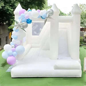 Customized White Bouncy Castle Slide Inflatable Commercial Bounce House for Wedding and Party With Ball Pit and Slide