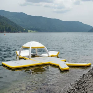 Bar flotante personalizado para fiestas en yate, isla flotante inflable, plataforma de ocio, entretenimiento