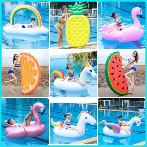 Customized in Stock Flamingo and Unicorn Inflatable Pool Floats PVC Water Play Rides Loungers for Adults Unisex Whale Design