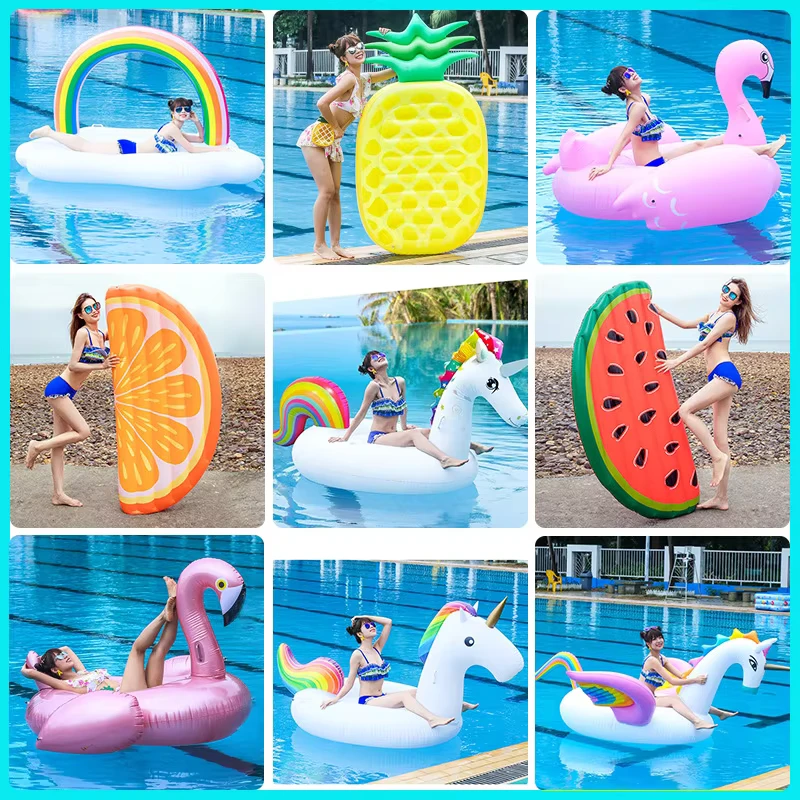 Maßgeschneiderte Flamingo- und Einhorn-Poolmatratzen aus PVC Wasser-Spiel-Reiter Liegen für Erwachsene Unisex Wal-Design