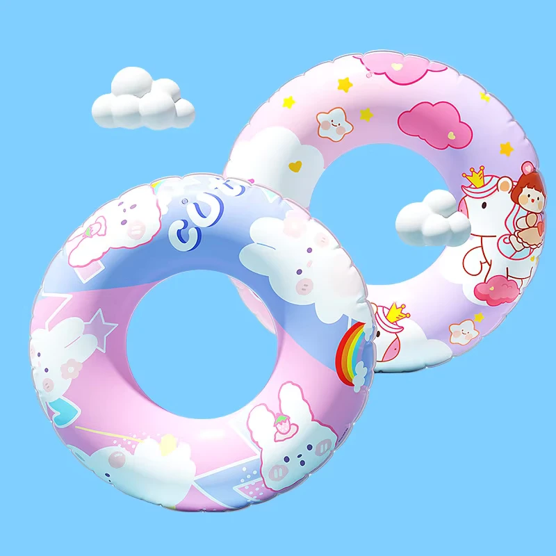 Cute Cartoon Inflatable Toy Swimming Ring for Children with Anti rollover Features