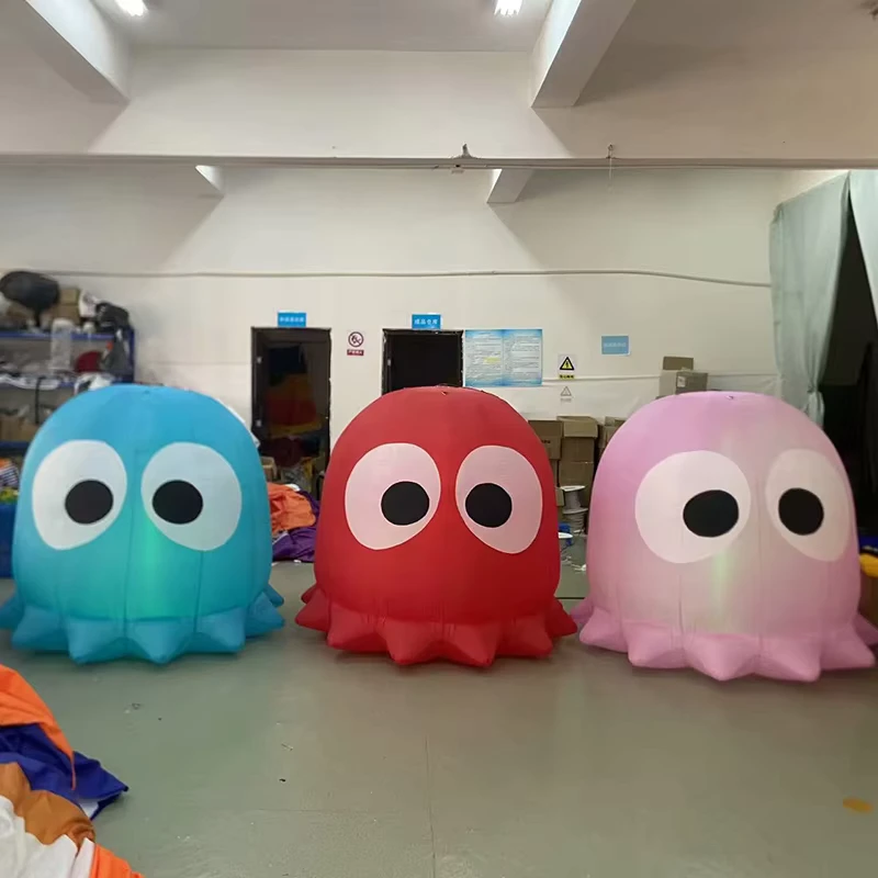 Cute Game Character Light Inflatable Ghost Inflatable Pac Man Balloon for Decoration