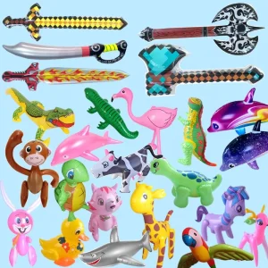 Schattige Inflatable Dierenspeelgoed voor Kinderen Opgeblazen Piraten Zwaard Mes Feestaccessoires Eenhoorn Dinosaurus Flamingo Zwembad Strand Ballon