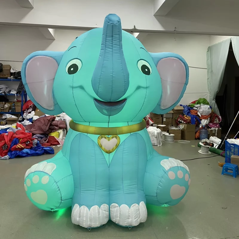 Mascotte Gonflable Éléphant Bleu, Modèle de Dessin Animé pour Décorations