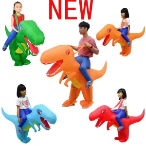 Cute Inflatable T Rex Dino Costume Funny Fancy Animal Dress for Kids and Adults to Ride On for Parties and Mascot Events