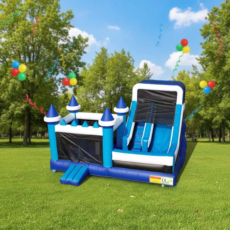 Combo Nhà Bouncy Duy Nhất DFRL Màu Xanh PVC Bơm Hơi Dễ Dàng Lắp Đặt Lâu Đài Nhảy Khô Ẩm Cho Trẻ Em Thuê Tiệc 3 Năm
