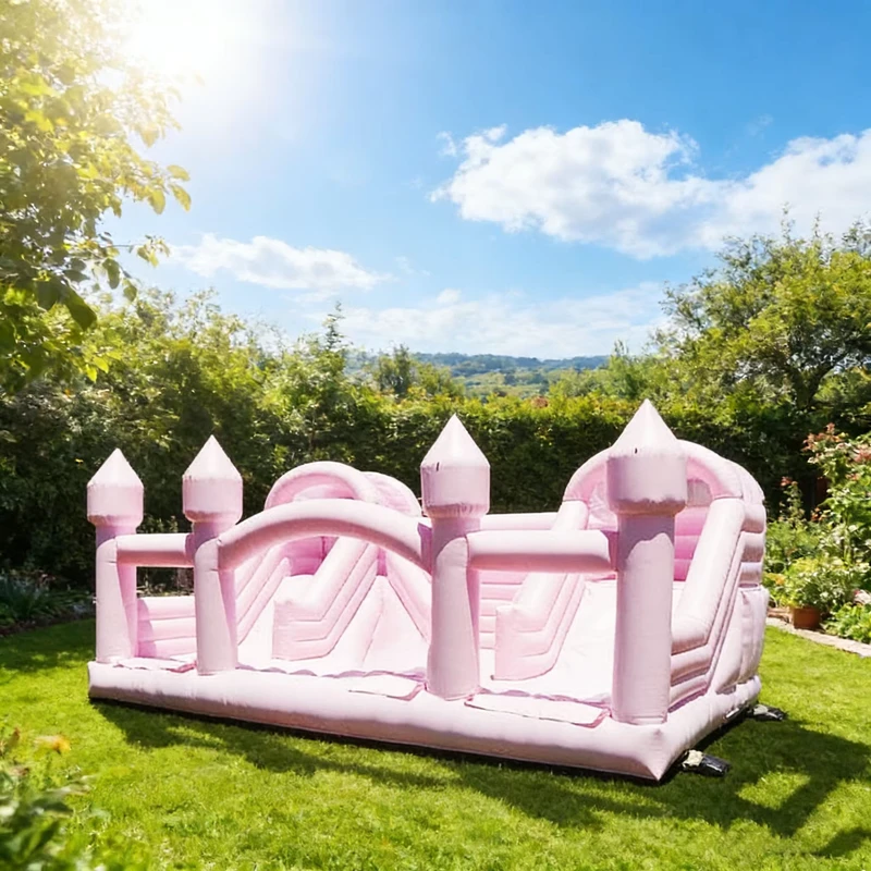 DFRL White Bounce House Castle Inflatable Jumping Castle Slide Air Blower PVC Material 400kg Capacity 3 Year Warranty Easy Setup