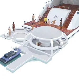 DWF Summer Water Inflatable Floating Island Dock Leisure Platform with Tent CE Certified Custom Color
