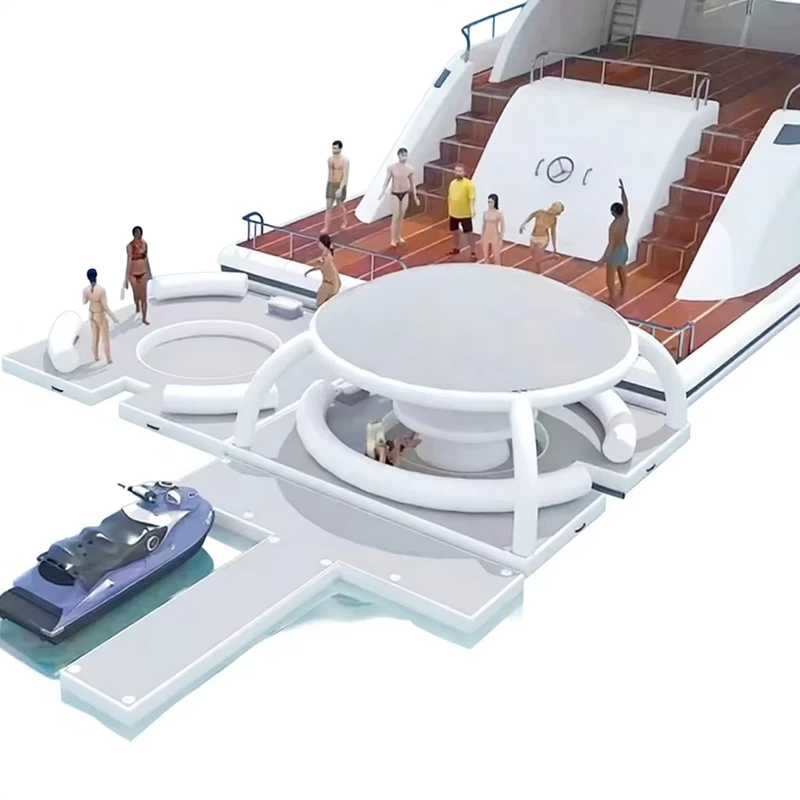 Île flottante gonflable DWF d'été, plateforme de loisirs avec tente, couleur personnalisée certifiée CE