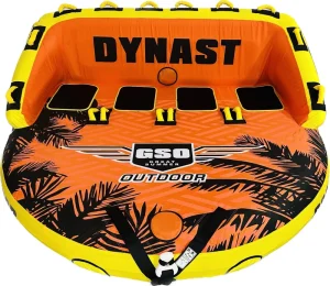 DYNAST 4P Inflatable Towable Tube for Boating Dual Tow Points Premium Durable Nylon Cover Comfortable Boat Tubes Towables