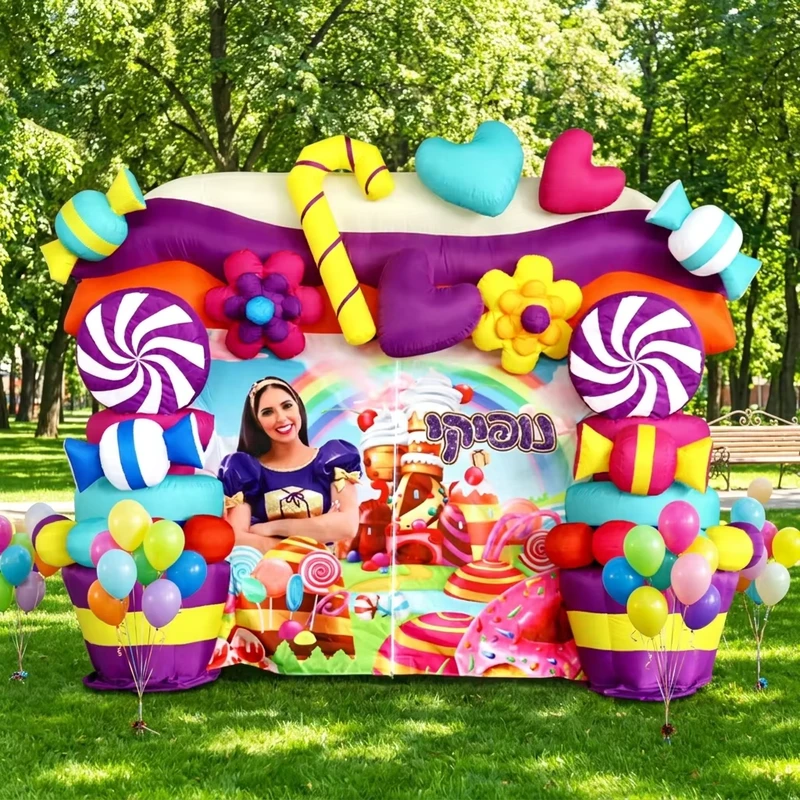 Iklan Inflatable Pintu Masuk Dekoratif, Gerbang Natal Inflatable Kustom, Gerbang Permen Inflatable Raksasa untuk Acara Pesta