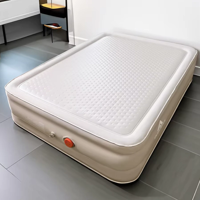 Cama Inflável Deluxe Dupla Simples com Bomba de Ar Recarregável para Viagens e Quartos de Convidados