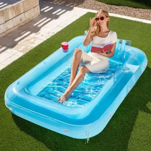 Detachable Pillow Lounger Float Big Adult Inflatable Tanning Pool with Cup Holder