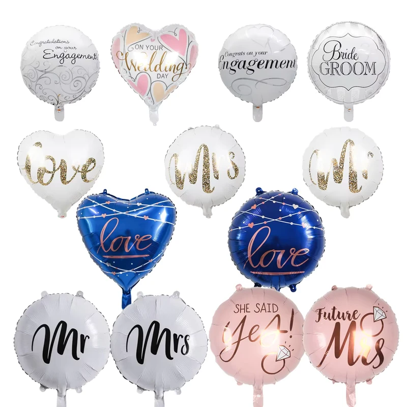 Balon Foil Cincin Berlian Emas Mawar Dia Mengatakan Ya Balon Foil Emas Mawar Bentuk Hati untuk Pernikahan