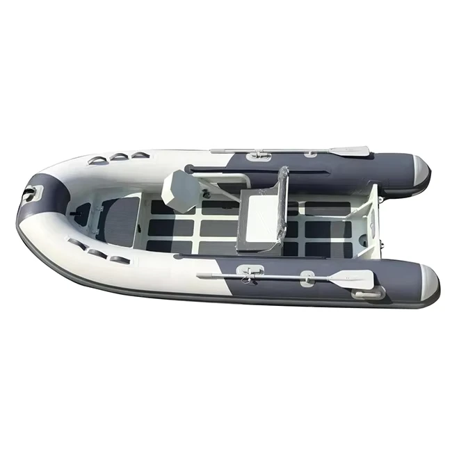 Bote Inflável RIB360 de Alumínio de 12 pés com Casco Rígido e V Profundo Duplo em Hypalon PVC