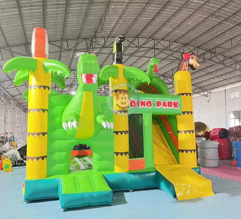 Castelo Inflável Dino Park com Escorrega, Combo de Brincadeiras Infláveis para Crianças