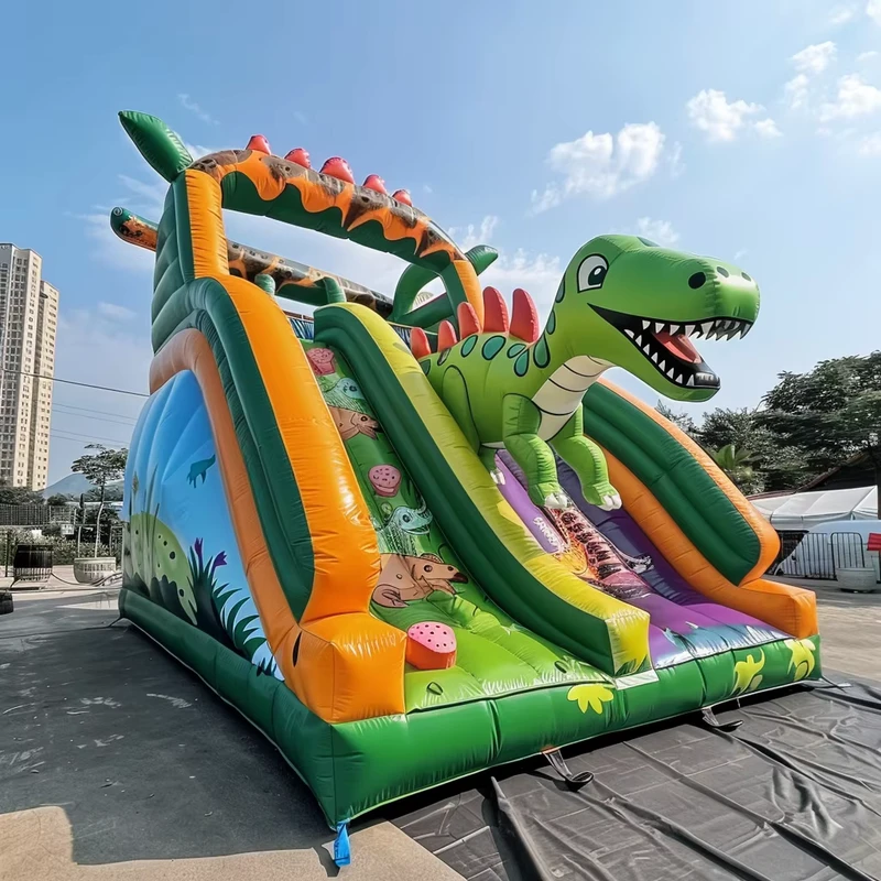 Seluncuran Kering Inflatable Bertema Dinosaurus, Seluncuran Air PVC Komersial, Bouncer Inflatable, Rumah Lompat, Kastil Lompat untuk Dijual