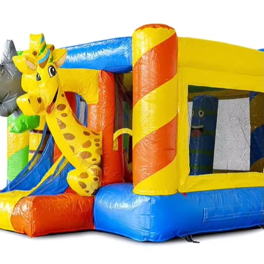 Dinosaurier- und Giraffendesign Kinder Aufblasbares Schloss Trampolin