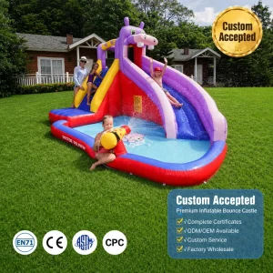 Direct Sale 420D Oxford Inflatable Water Slide & Bouncy Castle for Outdoor Events 135KGS Capacity 3 Passengers