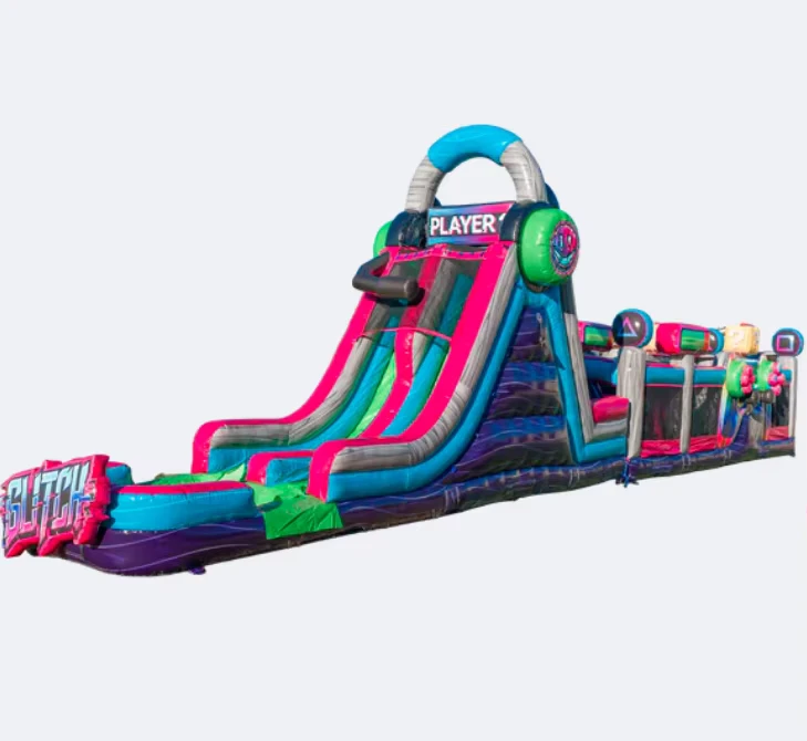 Disco Inflatable Water Slides Commercial Dual lane Inflatable Water Slide Inflatable Obstacle Course with Water Slide