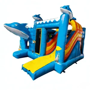 Dolphin Ocean Themed Inflatable Bounce House Slide Underwater 3D Design PVC Material 500kg Capacity for Commercial Summer