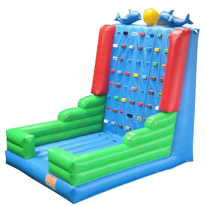 Parete di Arrampicata Gonfiabile a Tema Delfino 5x4x5m, Giocattoli Sportivi Divertenti per Bambini e Adulti