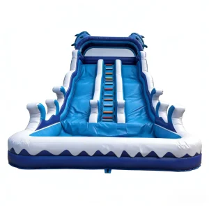 Dolphin Themed Inflatable PVC Material Eco Friendly Pool Water Slide for Kids Summer Outdoor Commercial Grade Use Parties Events