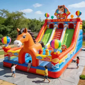 Dongyuan Kids Toy Bounce House PVC Material Large Outdoor Amusement Equipment Inflatable Jumping Trampoline Castle Slide 20 30