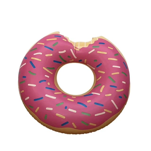 Anel de Natação Inflável em Forma de Donut para Crianças, Brinquedo de Piscina Inflável de Verão