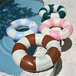 Double Airbag Swimming Ring PVC Adult Swim Floats Inflatable Ring for Summer Beach Pool Popular Striped Thickened Swimming Ring